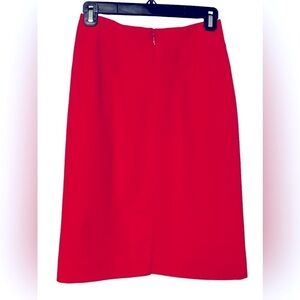 Galleria Sport Red 100% Pure Wool Pencil Skirt High Waisted Lined Size 4 FLAWS